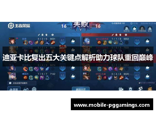 迪亚卡比复出五大关键点解析助力球队重回巅峰